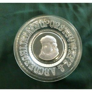 EAPG Clear Glass 8" ABC Childs Plate Girl - Pattern Glass